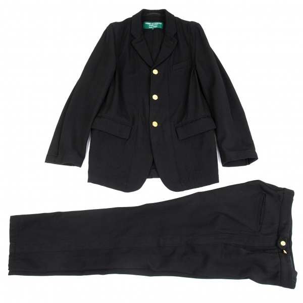 COMME des GARCONS HOMME PLUS EVER GREEN Wool Jacket & Pants Black