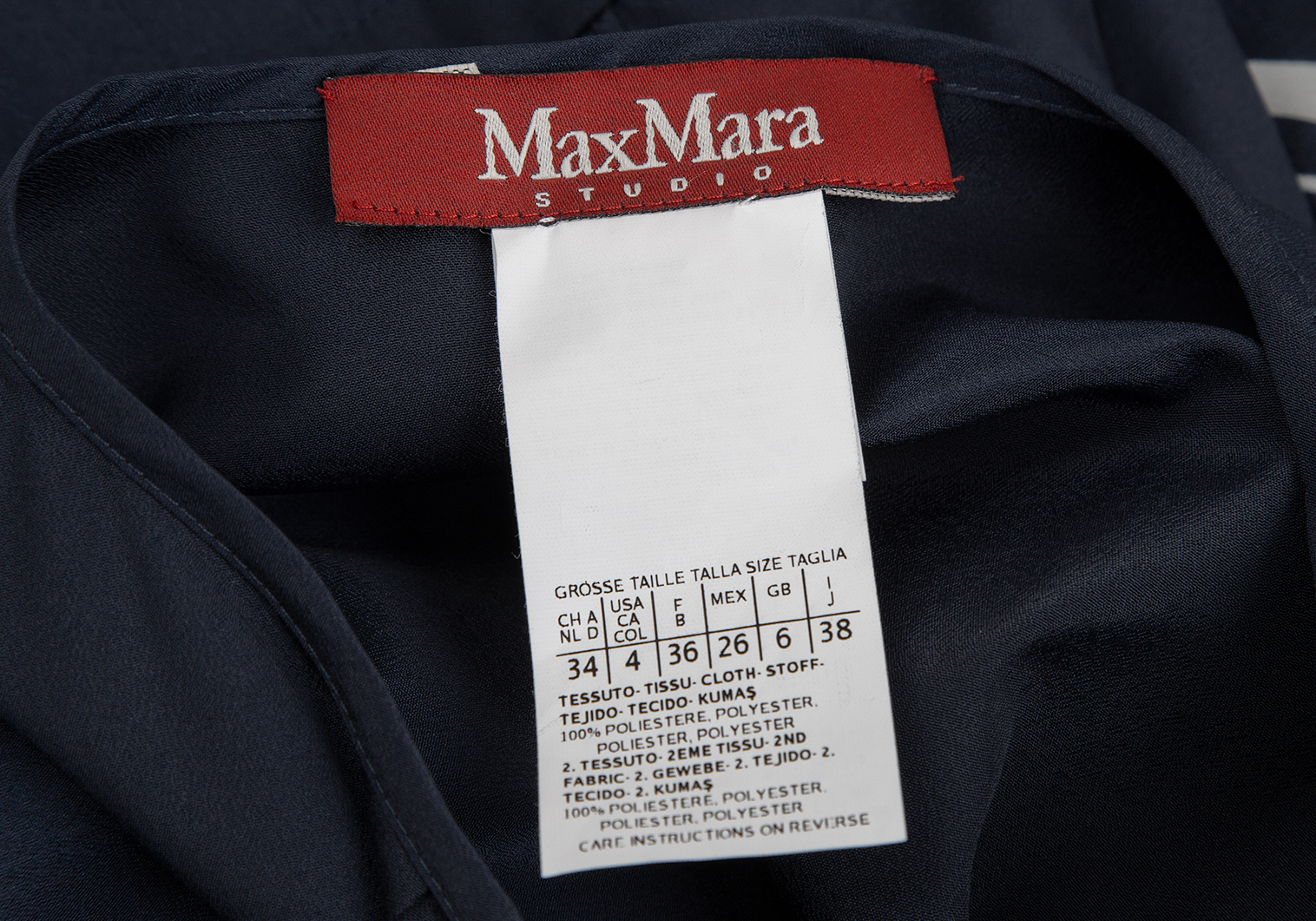 マックスマーラMax Mara STUDIO バイカラープリーツ切替ワンピース 紺