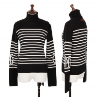  Jean Paul GAULTIER PARIS Logo Striped Knit Sweater (Jumper) Black,White 42