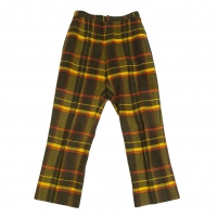  Y's Acrylic Wool Check Pants (Trousers) Yellow,Green 2