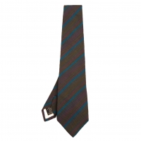  Ermenegildo Zegna Silk Cotton Striped Tie Khaki-green 
