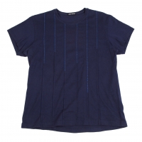  ISSEY MIYAKE MEN Tuck Stitched T Shirt Navy 4
