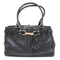  COACH Carryall Tassel Leather Bag Black 