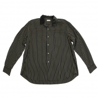  COMME des GARCONS HOMME Velor Open Collar Striped Shirt Khaki-green M