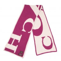  COACH Angora Cashmere Blended Logo Knit Stole Purple,White F