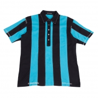  ISSEY MIYAKE MEN Striped Switching Stitch Polo Shirt Sky blue,Black 3