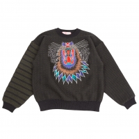  Kansai INTERNATIONAL Tiger Embroidery Design Knit Sweater (Jumper) Black M