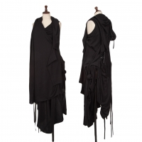  Yohji Yamamoto NOIR Leather Braided Drape Design Tunic Black 2