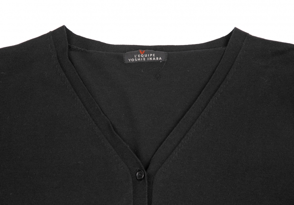 ヨシエイナバ　ウール100 シャーリング　デザインロングワンピース　ブラック黒