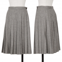  Mademoiselle NON NON Stretch Wool Houndstooth Pleated Skirt White,Black 38M