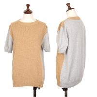  SPORTMAX Bicolor Short Sleeve Knit Sweater (Jumper) Camel,Grey L