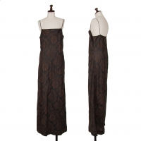 DRIES VAN NOTEN Botanical Printed Silk Cami Dress Brown 38