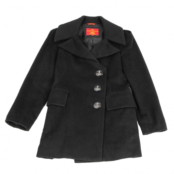 Vivienne Westwood Red Label Angora Blend Wool Tuck Coat Black 1