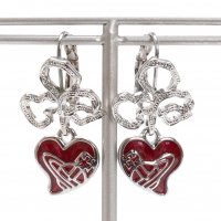  Vivienne Westwood Heart Orb Earrings Red,Silver 