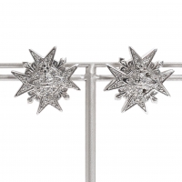  Vivienne Westwood Rhinestone Emblem Orb Earrings Silver 