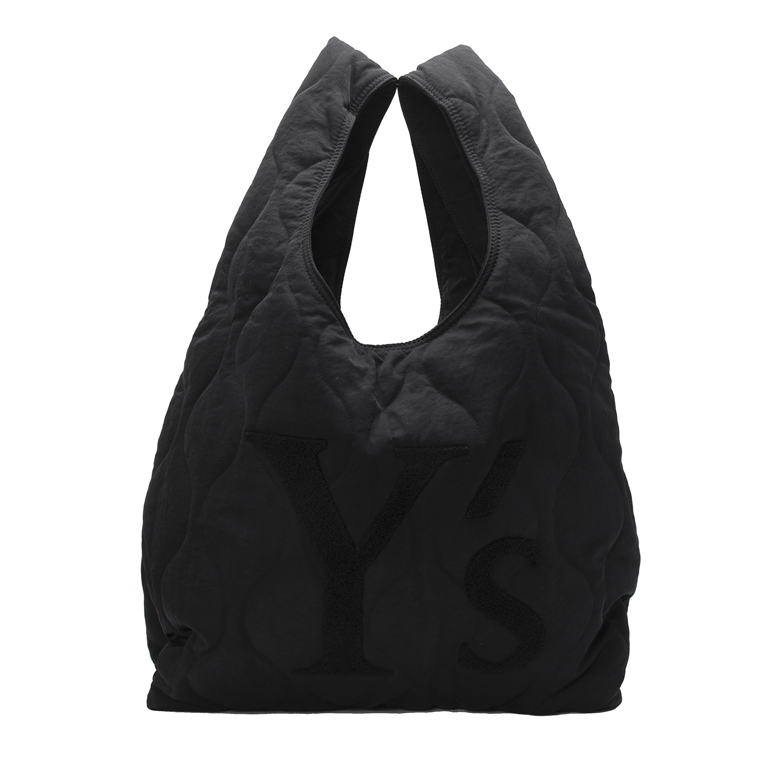 ワイズY's ロゴワッペンキルティングトートバッグ 黒