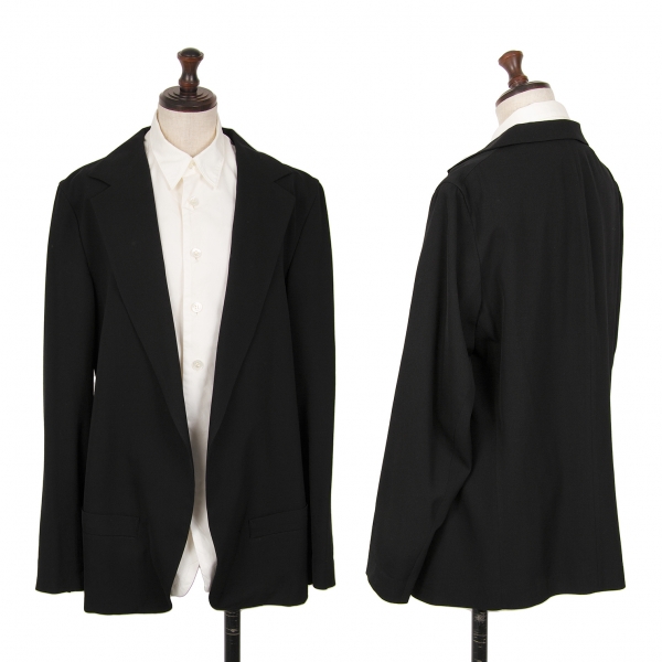 ワイズY's ウールギャバシャツレイヤードジャケット 黒4