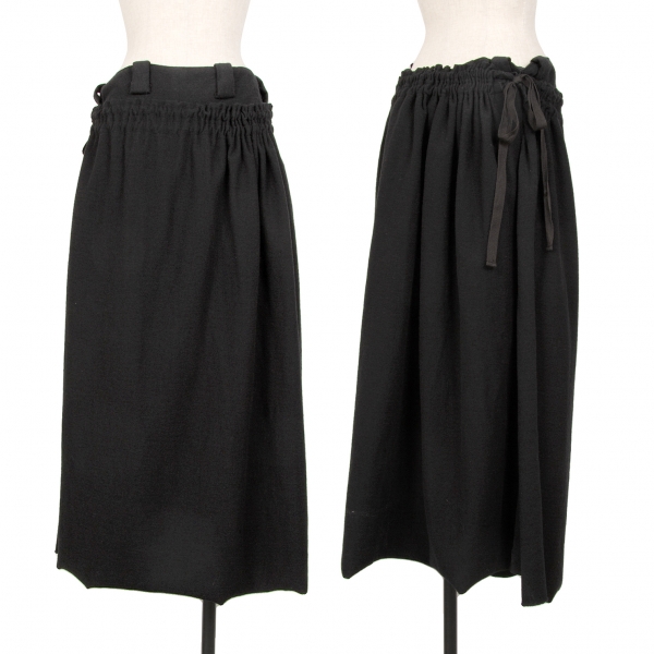 ワイズY's ウールナイロンラップスカートパンツ 黒3