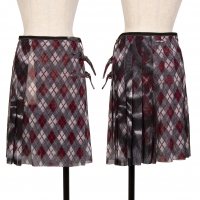  Jean-Paul GAULTIER FEMME Argyle Turtleneck Mesh Wrap Skirt Grey,Red 40