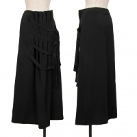  Jean-Paul GAULTIER FEMME Belted Shadow Stripe Pleats Skirt Black 38