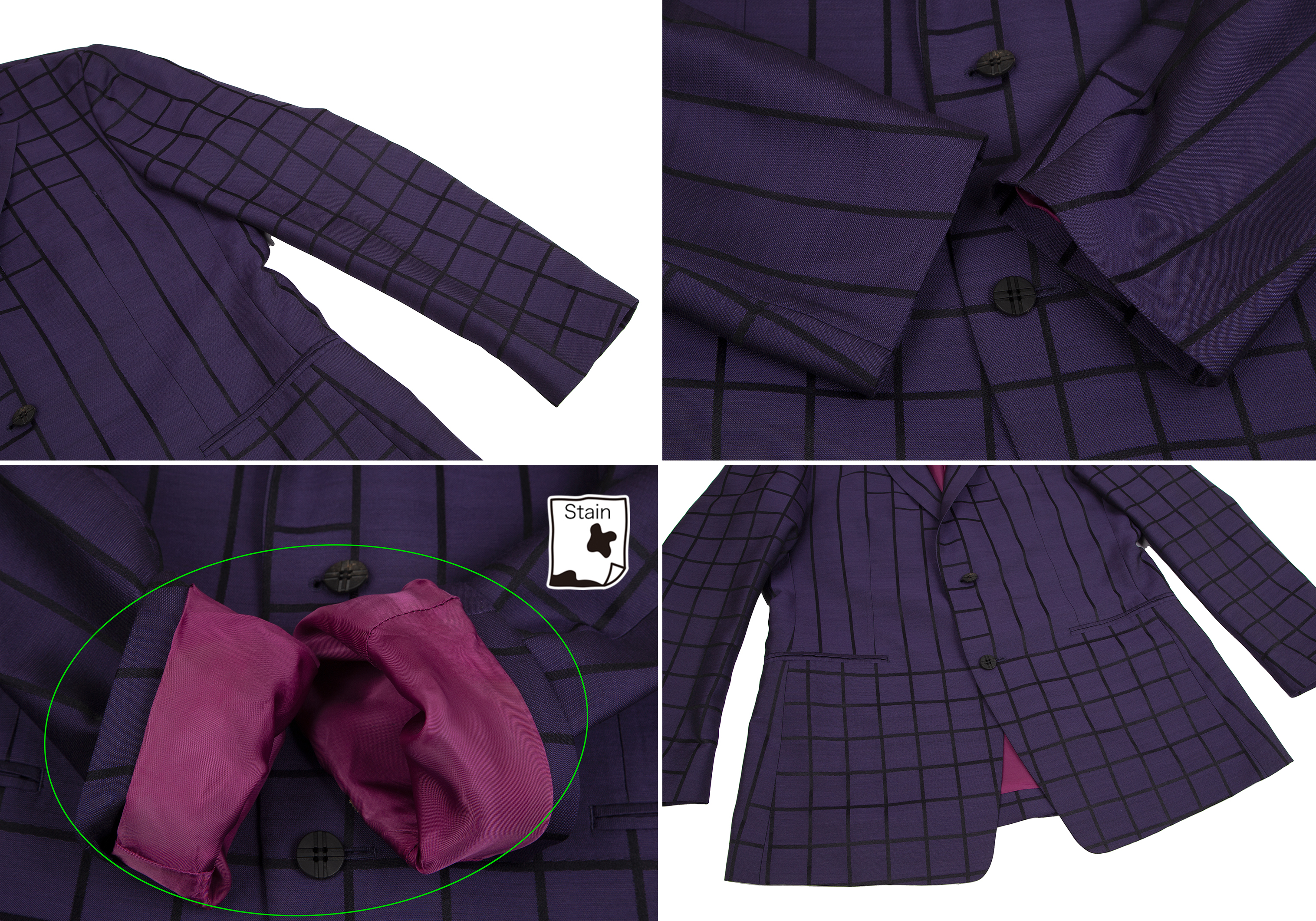 ピンクリブ織り　3ピースセットアップ　紫