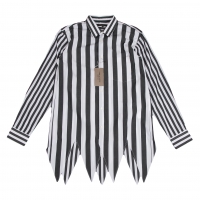  COMME des GARCONS HOMME PLUS Hem Cut off Stripe Shirt White,Black XS