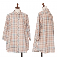 NON NO Mademoiselle NON NON Washed See Through Check Shirt Pink,Beige 38