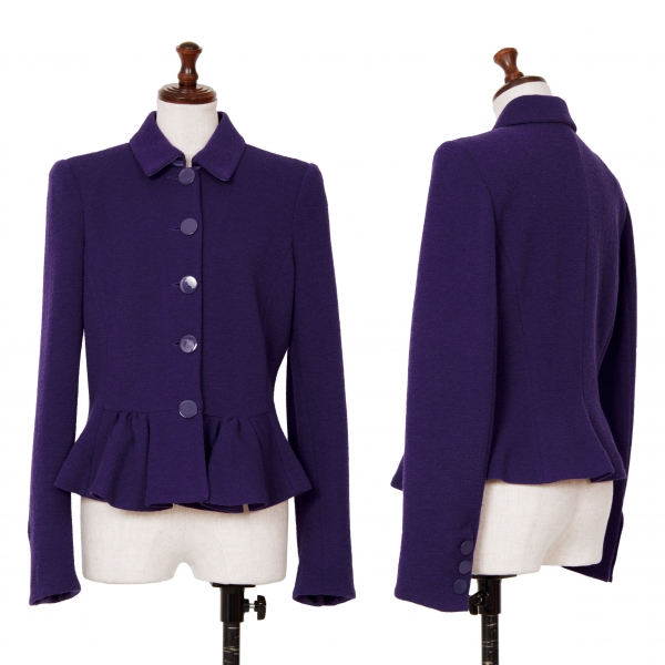 アルマーニコレツィオーニARMANI COLLEZIONI ウール裾ギャザーデザインジャケット 紫42
