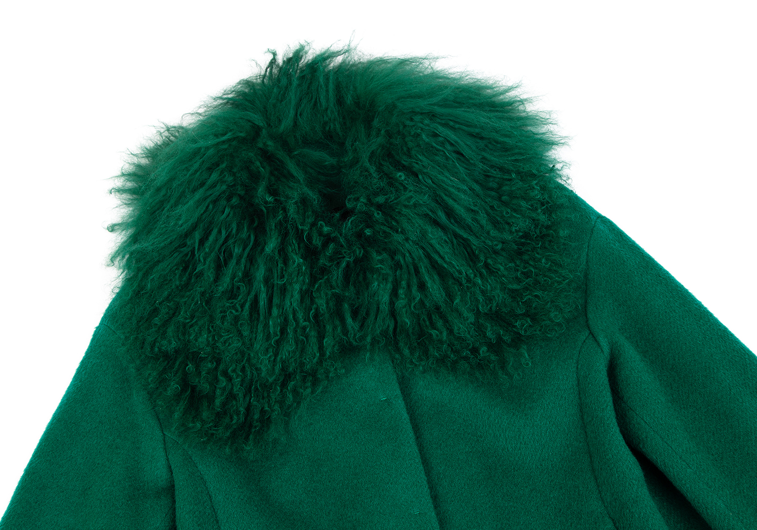 マックスアンドコーMAX&Co クリンプファー襟モヘアウールジャケット 緑36
