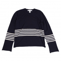  COMME des GARCONS SHIRT Wool V-neck Striped Knit Sweater (Jumper) Navy S