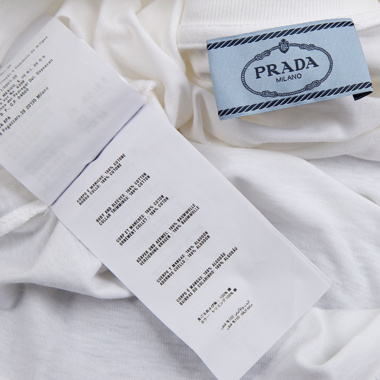 プラダPRADA トライアングルパッチクルーネックTシャツ 白XS