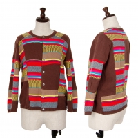  tricot COMME des GARCONS Patchwork Switching Knit Cardigan Brown,Multi-Color S-M