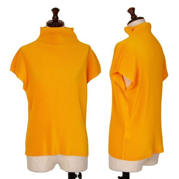 プリーツプリーズPLEATS PLEASE ミストプリーツハイネックフレンチTシャツ オレンジ3