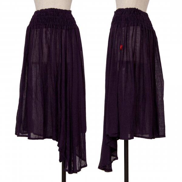 ワイズY's リネンギャザードレープスカート 紫2