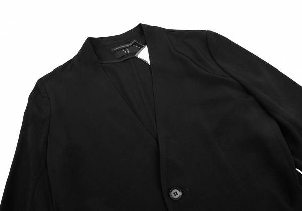 ワイズY's アセテートポリノーカラーロングシャツジャケット 黒1