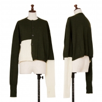  Y's Cable Patch Short Knit Cardigan Green 2