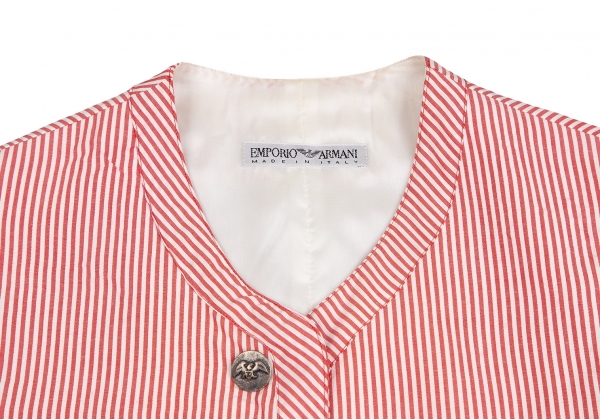 EMPORIO ARMANI Decorative Button Striped Vest (Waistcoat) Red