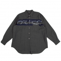  COMME des GARCONS HOMME PLUS Chest Switching Printed Shirt Grey,Navy S-M