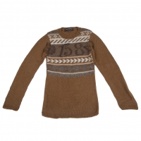  COMME des GARCONS HOMME PLUS Printed Wool Knit Sweater (Jumper) Brown S-M