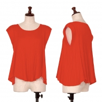  PLEATS PLEASE Giocoso Flare Switching Pleated Sleeveless Shirt Red 3