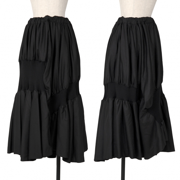  noir kei ninomiya Rib Switching Gather Wool Skirt Black M