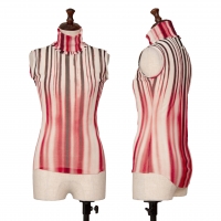  Jean Paul GAULTIER FEMME Striped Mesh Sleeveless Top Red,White 40