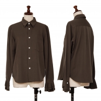  tricot COMME des GARCONS Wool Gabardine Cut Off Long Sleeve Shirt Brown M
