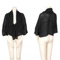  Y's Rayon Linen Mesh Short Sleeve Cardigan Black 2