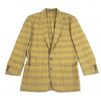  EMPORIO ARMANI Linen Checker Jacket Yellow-green M-L