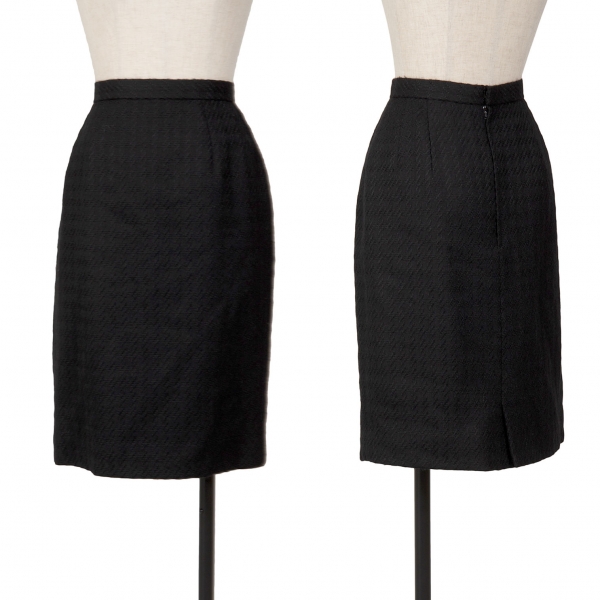 ヒロココシノHIROKO KOSHINO ウールチェック織り台形スカート 黒11