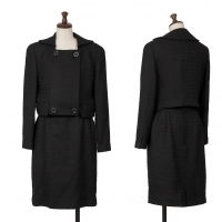  HIROKO KOSHINO Checker Woven Jacket & Skirt Black 11