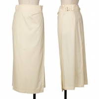  ISSEY MIYAKE Wool Side Belt Wrap Skirt Ivory L