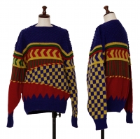  ISSEY MIYAKE 3D Knit Sweater (Jumper) Blue,Multi-Color M-L