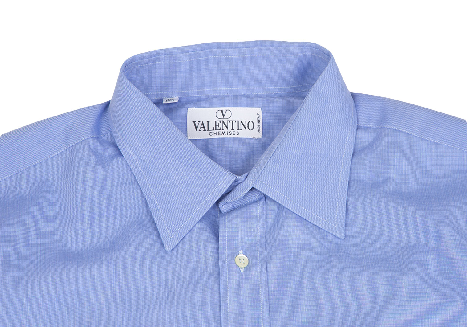 ヴァレンティノVALENTINO ワンポイントロゴ刺繍シャツ サックスブルー42